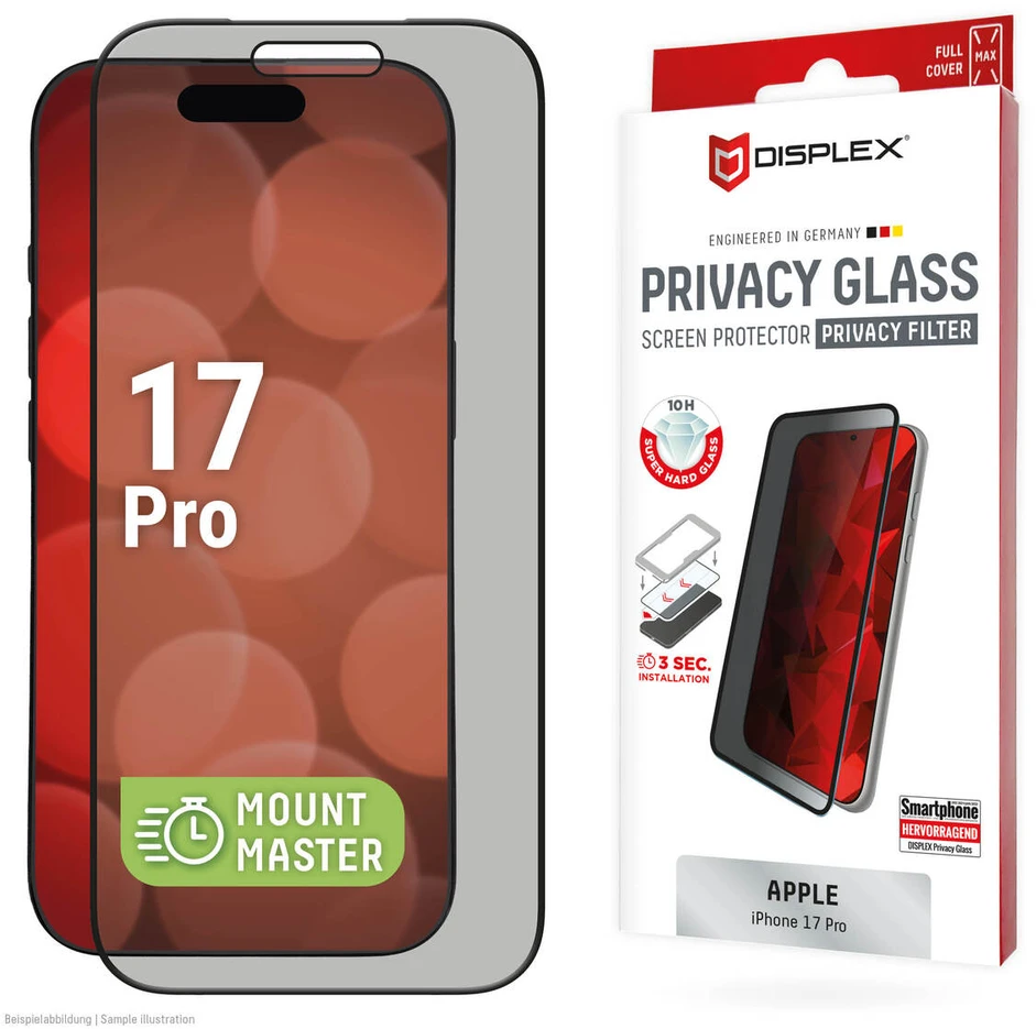 Apple iPhone 17 Pro ekrano apsauga nuo nukritimo (visas dangtelis) MM, gamintojas Displex Juodas