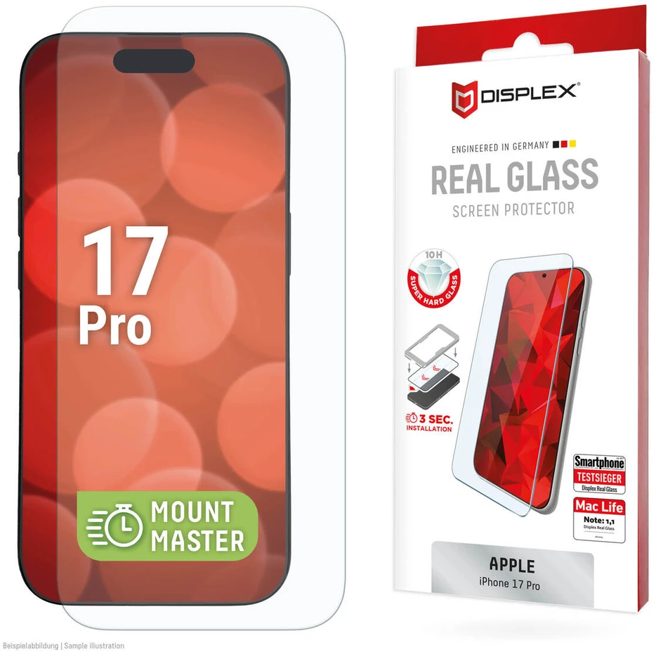 Apple iPhone 17 Pro tikro ekrano stiklas MM, pagamintas Displex, skaidrus