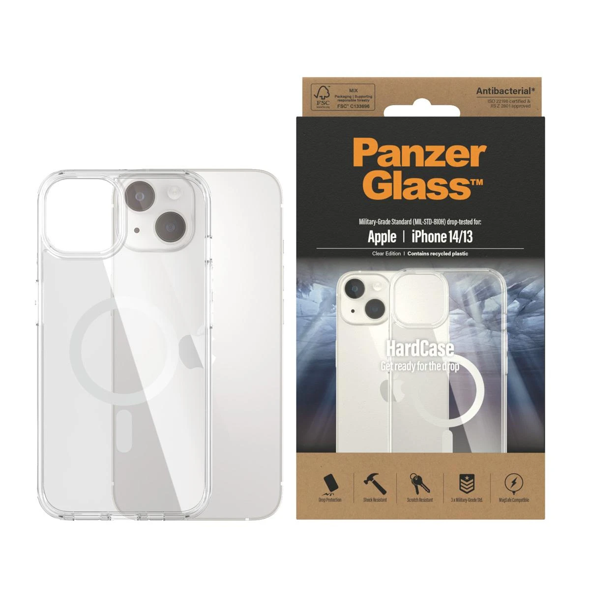 Panzer Glass PanzerGlass | HardCase MagSafe Suderinamas | Nugaros apsauga | Apple | iPhone 14/13 | 100 % perdirbtas poliuretanas (TPU) | Išvalyti | Suderinamas su MagSafe; Karinio laipsnio standartas; 100% perdirbta rėmo medžiaga