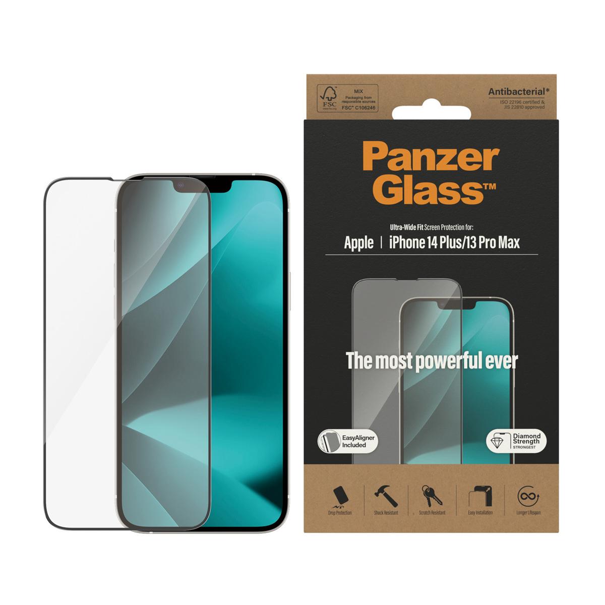 Panzer Glass PanzerGlass | Ekrano apsauga | Apple | iPhone 14 Plus/13 Pro Max | Stiklas | Išvalyti | Itin platus pritaikymas; Lengvas montavimas; Atsparus pirštų atspaudams