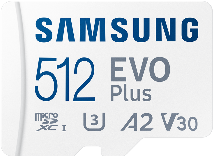 Atminties kortelė Samsung Micro SD Card EVO PLUS 512 GB Micro SDXC Flash atminties klasė 10 SD adapter/Baltos spalvos