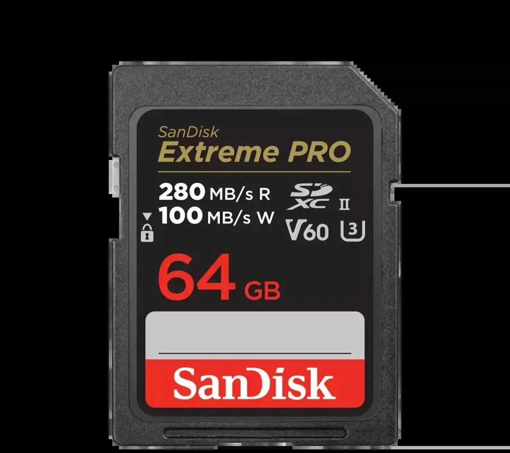 Atminties kortelė SanDisk SDXC 64GB Extreme Pro 280/100 MB/s V60 UHS-II