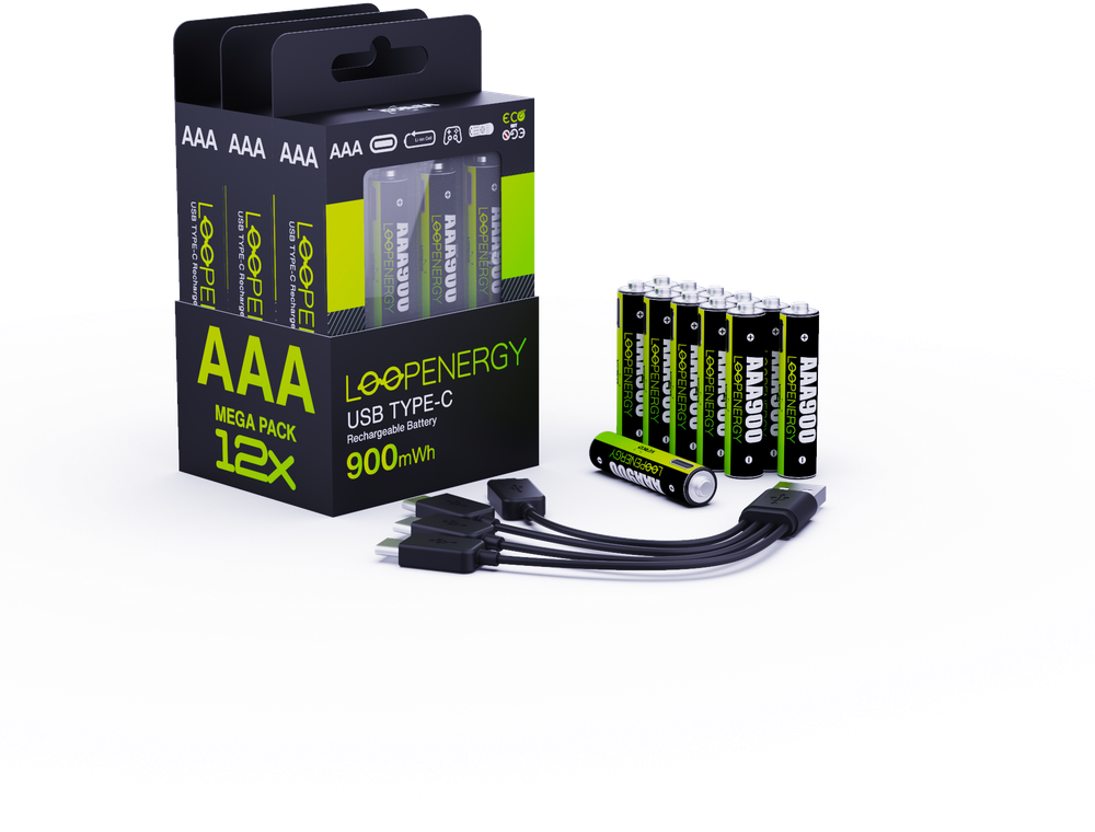 Verico AAA LoopEnergy 900 900mWh/Baltas/USB-C 12 Pa