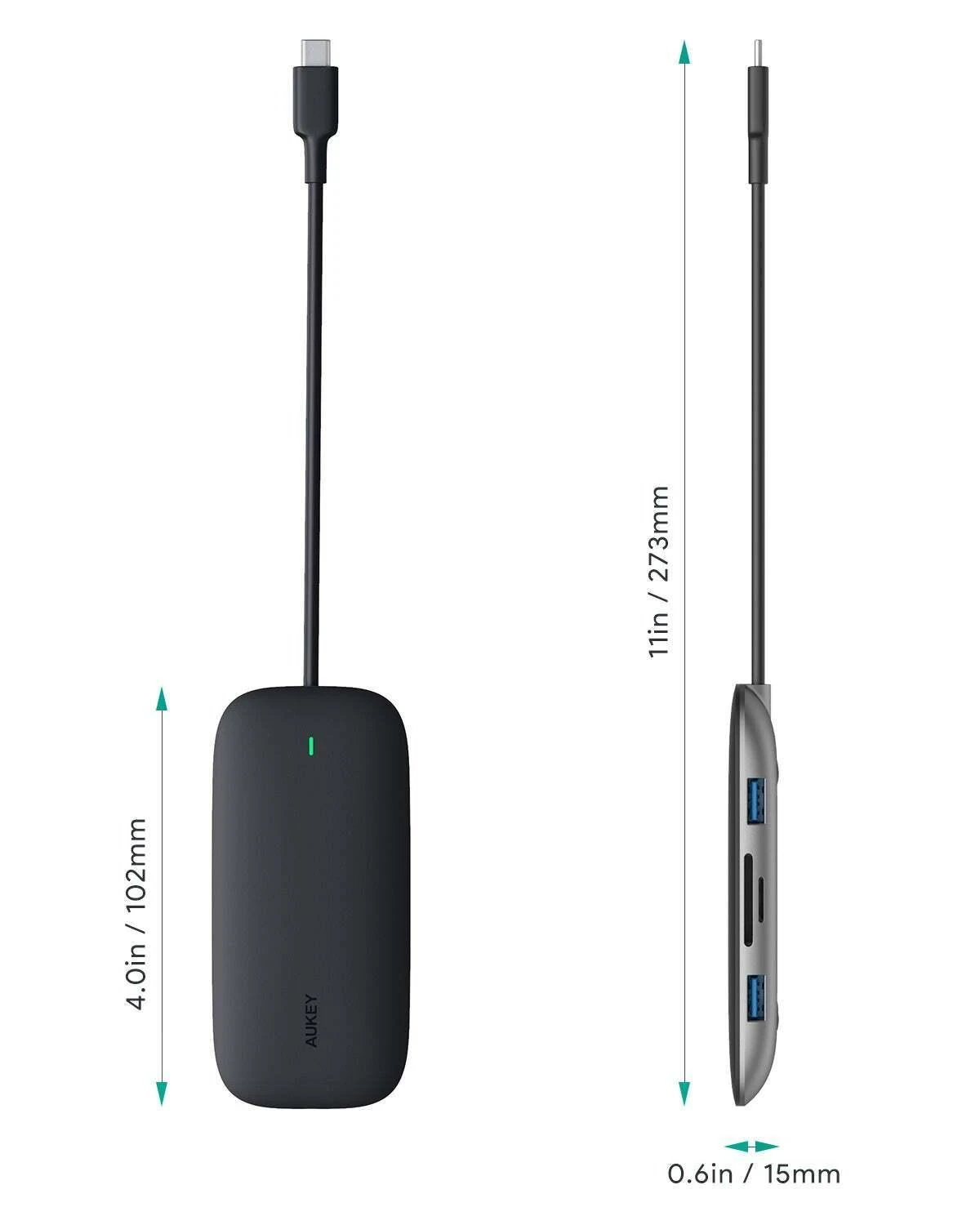 Aukey 8 Port USB 3.0 Type-C Hub CB-C71 Juodas
