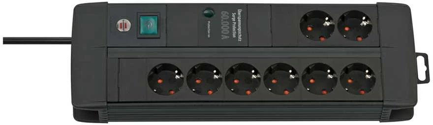 Brennenstuhl Premium-Line DUO ÜSS 8fach juodas 60kA/o.Filter 3m H05VV-F3G1,5 *DE*