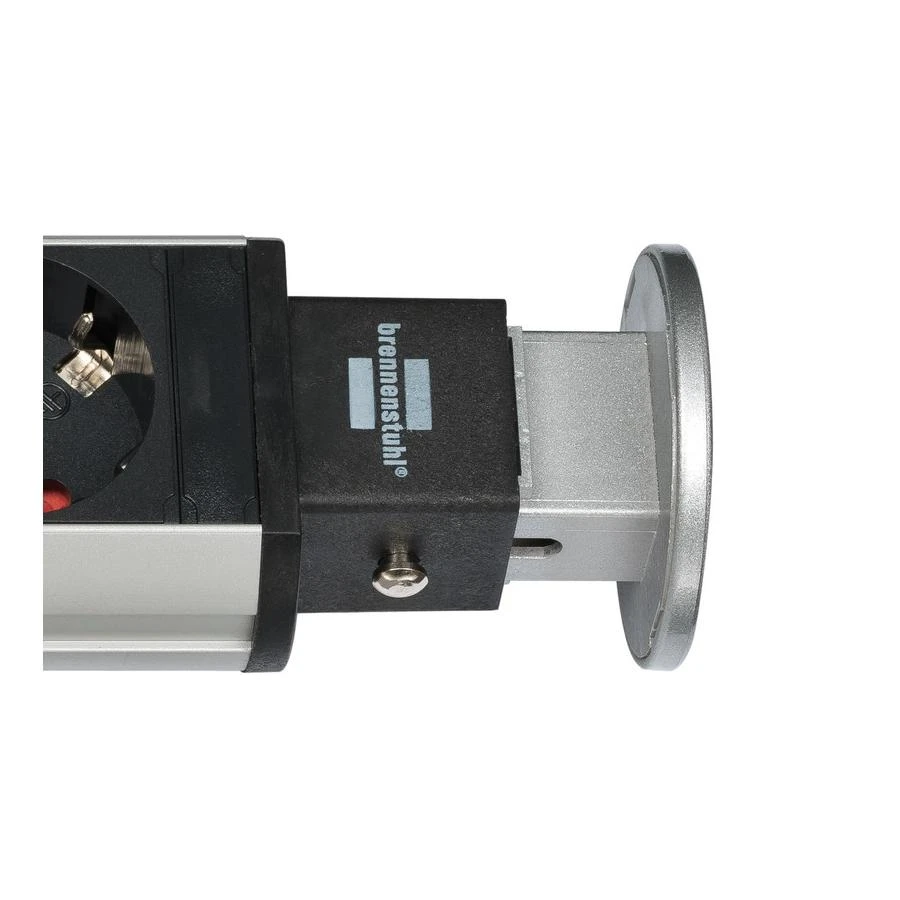 Brennenstuhl Tower Power USB stalinis ilgiklis, 3x CEE 7/4, 2xUSB, sidabrinis / juodas 1396200013 / GT-652
