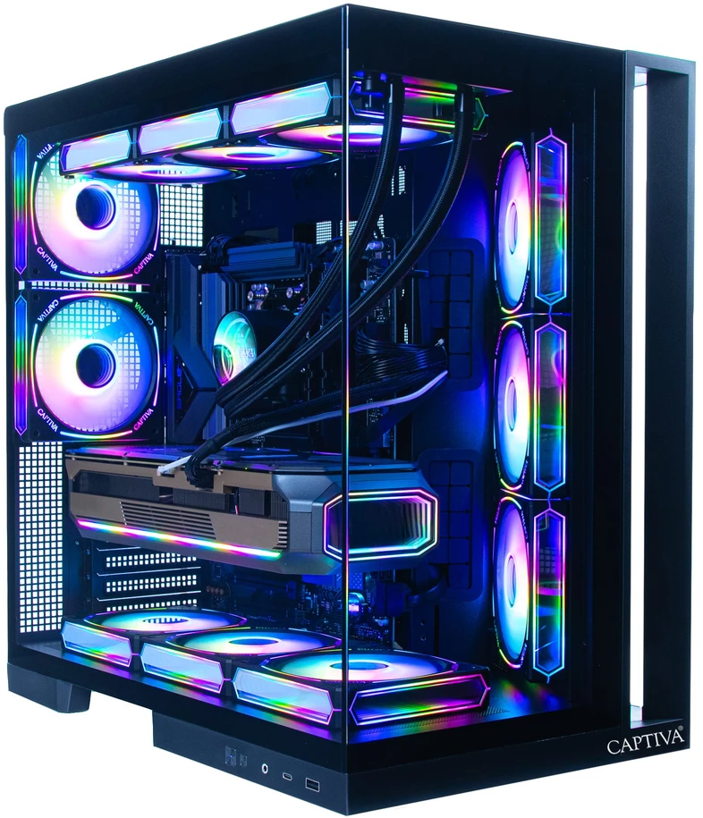 Stacionarus kompiuteris „Captiva Highend“ žaidimų kompiuteris R89-083 su AMD Ryzen 7 9800X3D procesoriumi, 32 GB DDR5 RAM, 2 TB M.2 SSD, NVIDIA GeForce RTX 5080 (16 GB GDDR7), X870, „Windows 11 Home“ operacine sistema