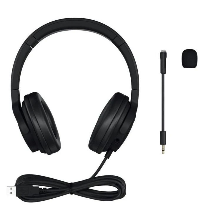 Juodos laidinės ausinės su mikrofonu Cherry HC 2.2