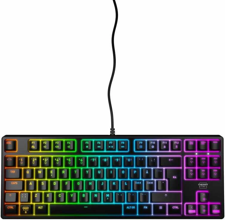 CHERRY K4V2 TKLv mechaninė žaidimų klaviatūra, juoda, MX2A Raudonas jungikliai, RGB apšvietimas, pilnas N klavišų perjungimas
