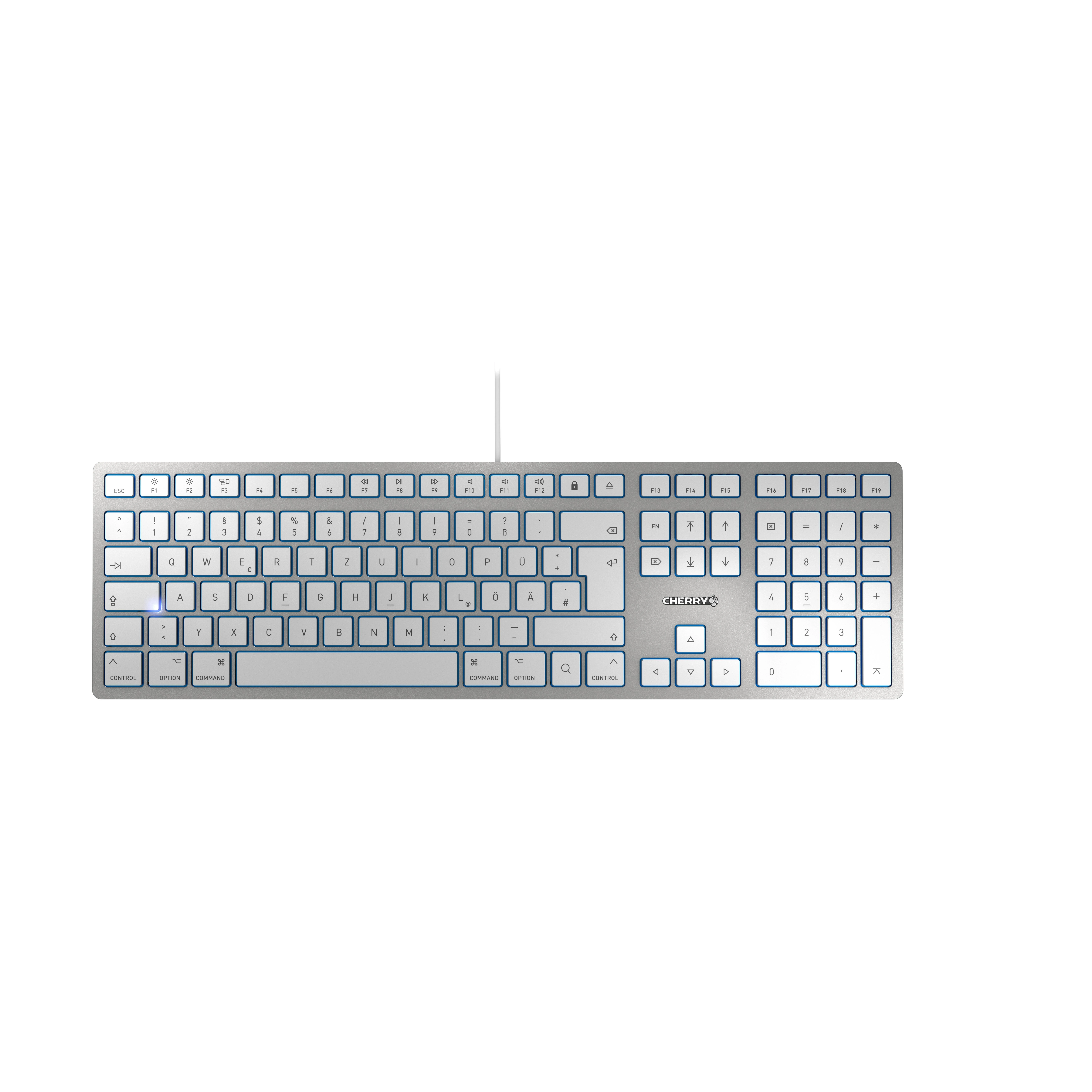 CHERRY KC 6000 SLIM FOR MAC klaviatūra USB QWERTZ Vokiečių Sidabras