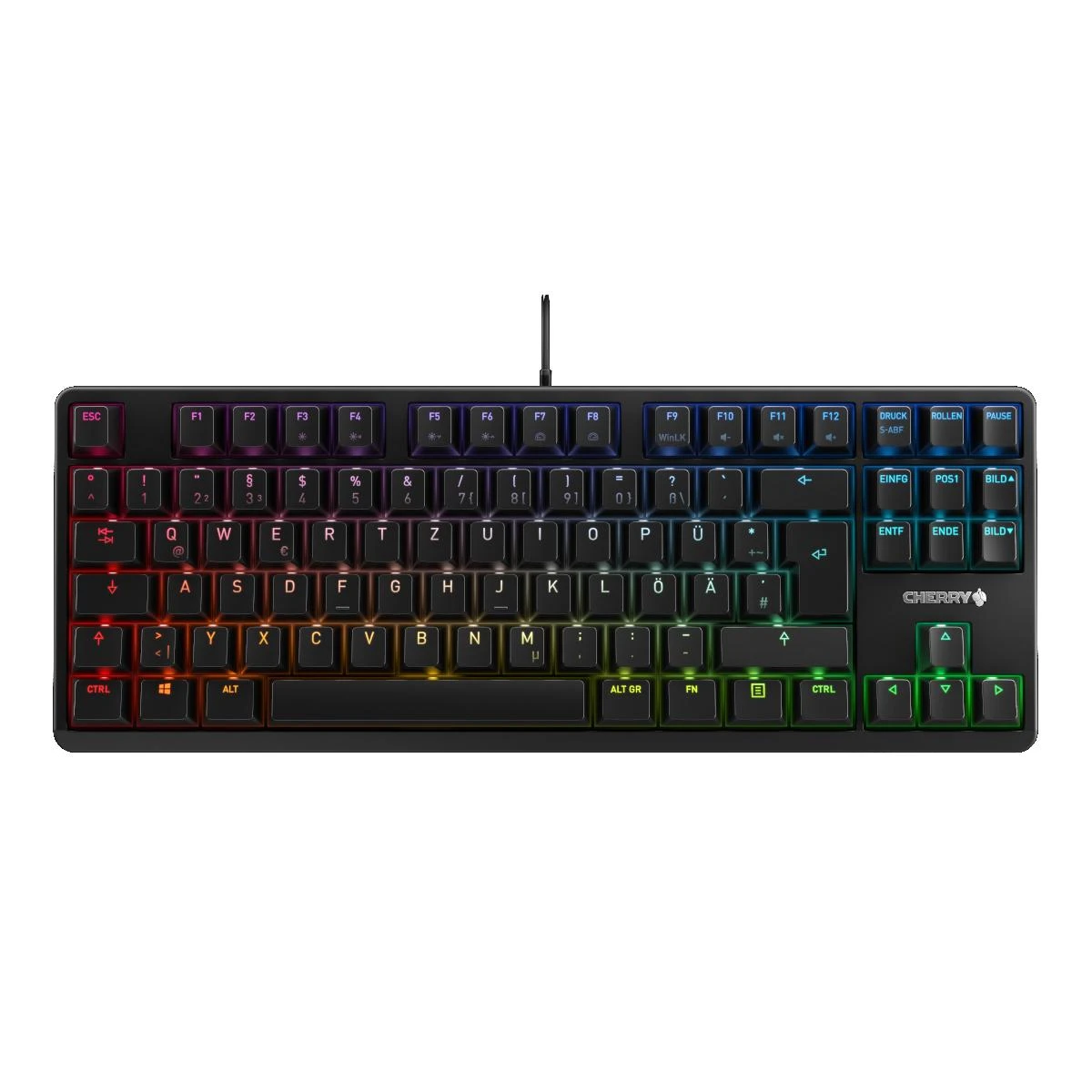 Klaviatūra CHERRY G80-3000N RGB TKL MX tylūs raudoni jungikliai, DE-išdėstymas, juodas