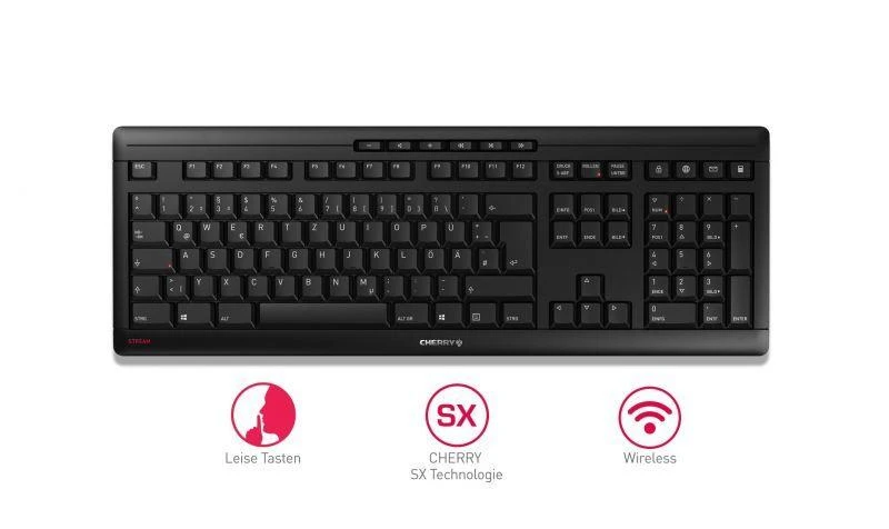 CHERRY STREAM Klaviatūra WIRELESS - Klaviatūra - QWERTZ - Deutsch - Juodas