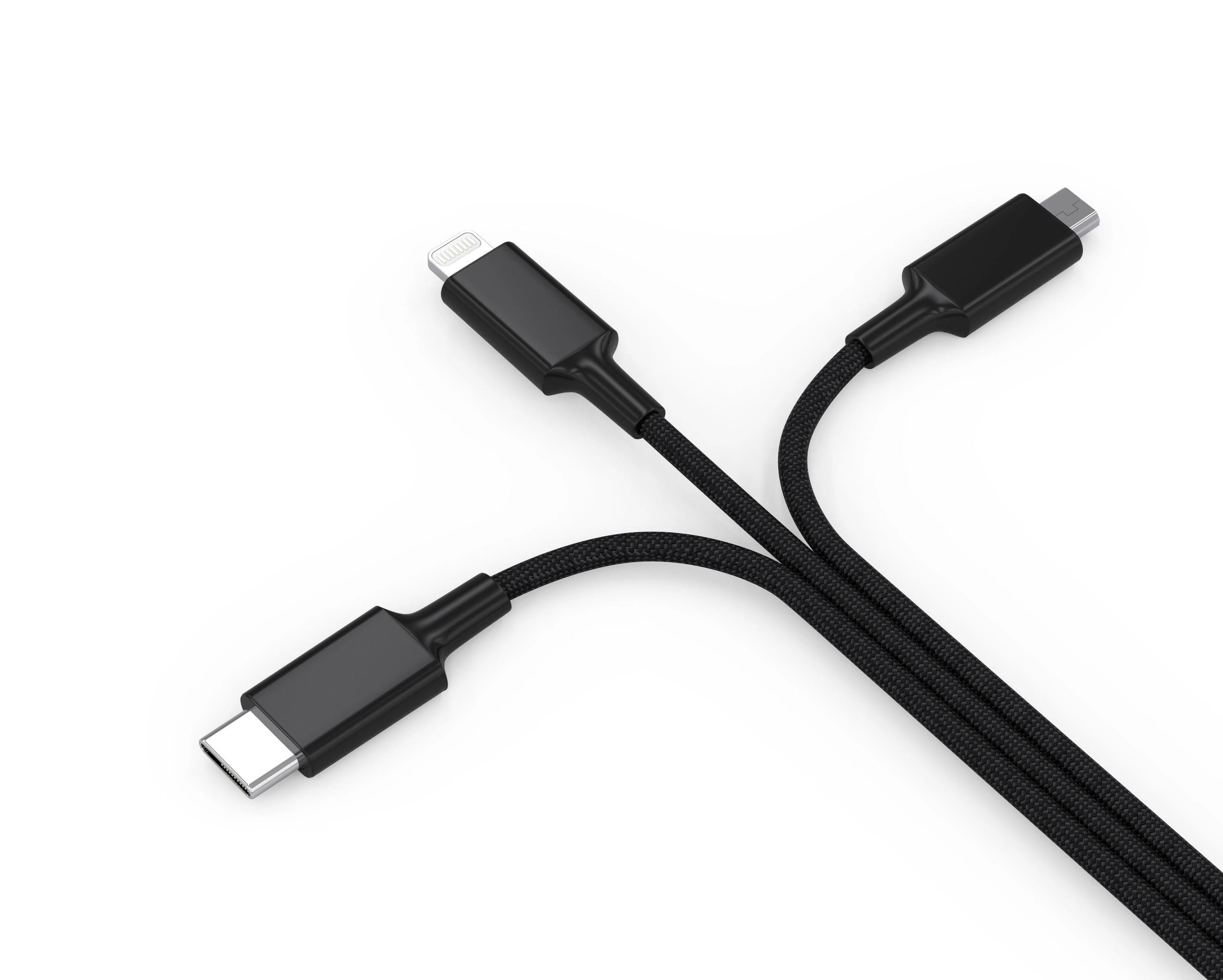 Kabelis USB USB-A + USB-C - USB-C + microUSB + Lightning 1,2 m Juodas (SMRTER_HYDRA_ULT_BK)