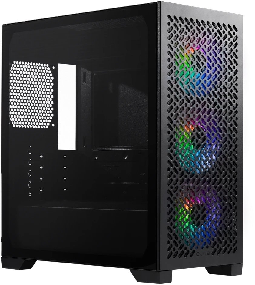 „Cooler Master Elite 302“ korpusas, permatomas šoninis skydelis, mATX, 3x 120 mm ARGB ventiliatoriai, juodas
