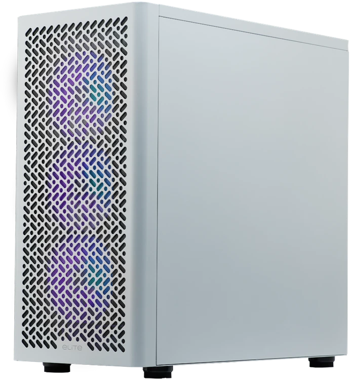 „Cooler Master Elite 502“ kompiuterio korpusas, „Midi-Tower“, ATX, ARGB, grūdintas stiklas - baltas