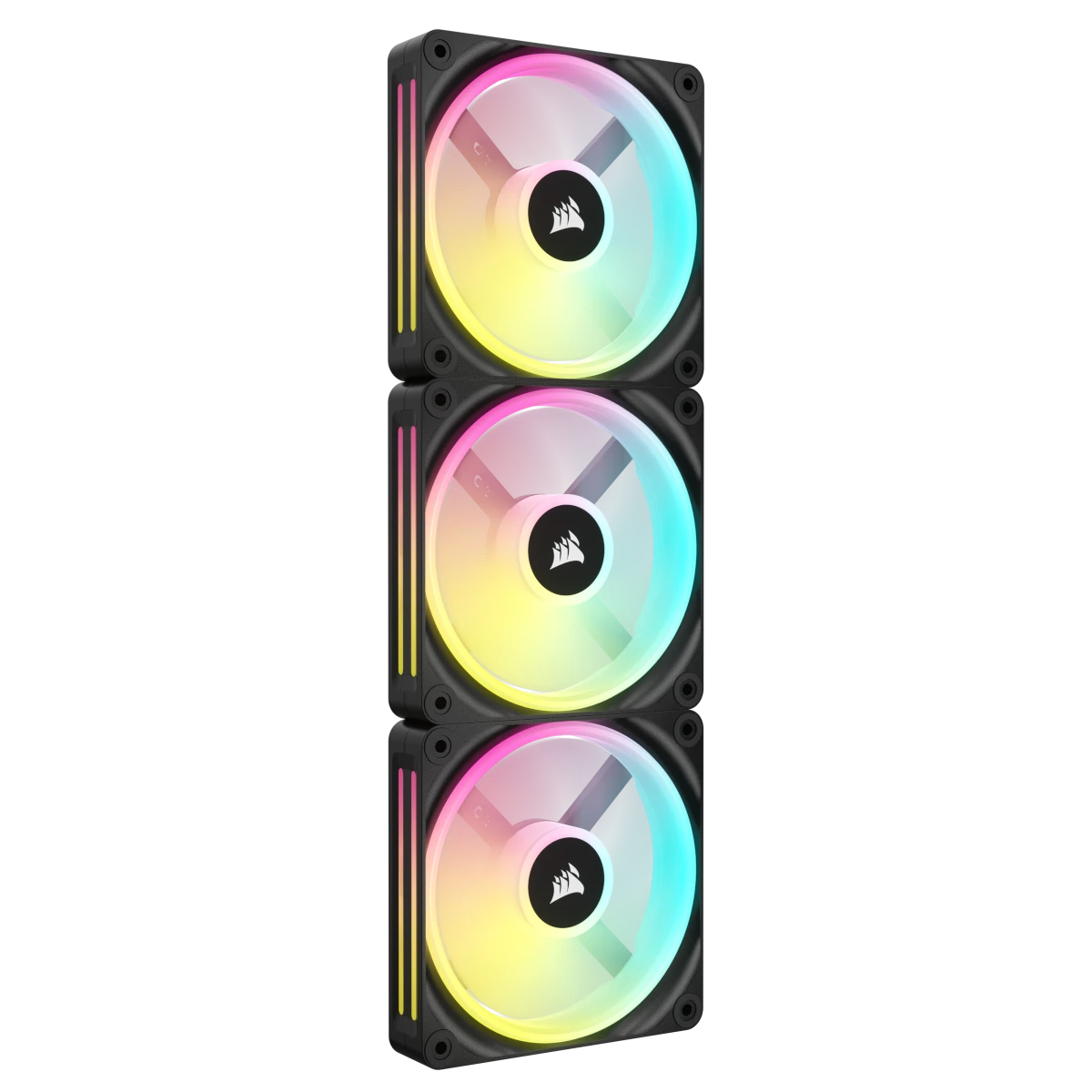 Corsair iCUE LINK QX120 RGB Series, PWM korpuso ventiliatorius, 3er Pack su RGB valdikliu- 120mm, juodos spalvos, Starter Kit