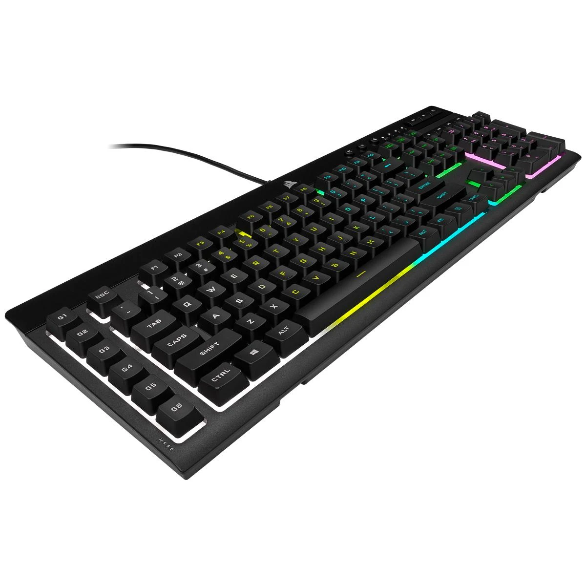 Žaidimų klaviatūra Corsair K55 RGB Pro su 5 zonų RGB pašvietimu, DE išdėstymas