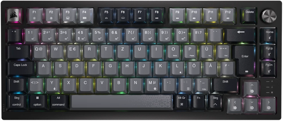 Corsair Gaming K65 Plus Wireless 75% RGB Klaviatūra žaidimams, MLX Raudonas - juodas, pilka