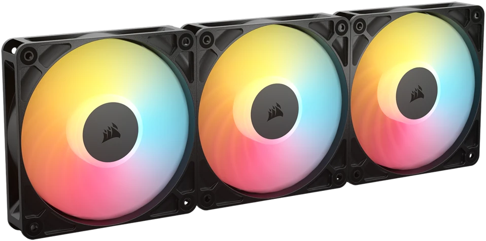 „Corsair RS“ serijos RS120-R ARGB PWM ventiliatorius, 3 vnt. pakuotėje, 120 mm, juodas