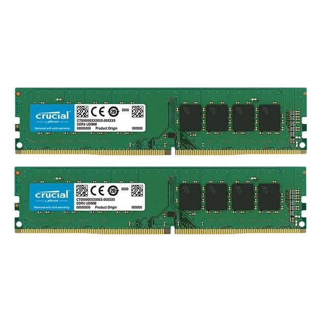 16 GB (2 x 8 GB) „Crucial DDR4-3200 CL22 UDIMM Single Rank RAM Atmintis Kit“
