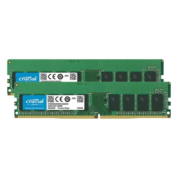 64 GB (2x32 GB) „Crucial DDR4-3200 CL22 UDIMM Dual Rank RAM Atmintis Kit“