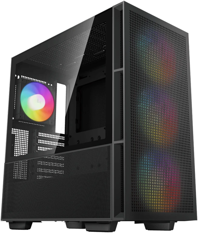 Kompiuterio Korpusas - DeepCool CH560 Midi Tower su Grūdintu Stiklu ir Multi-Spalviniu Apšvietimu Juodas