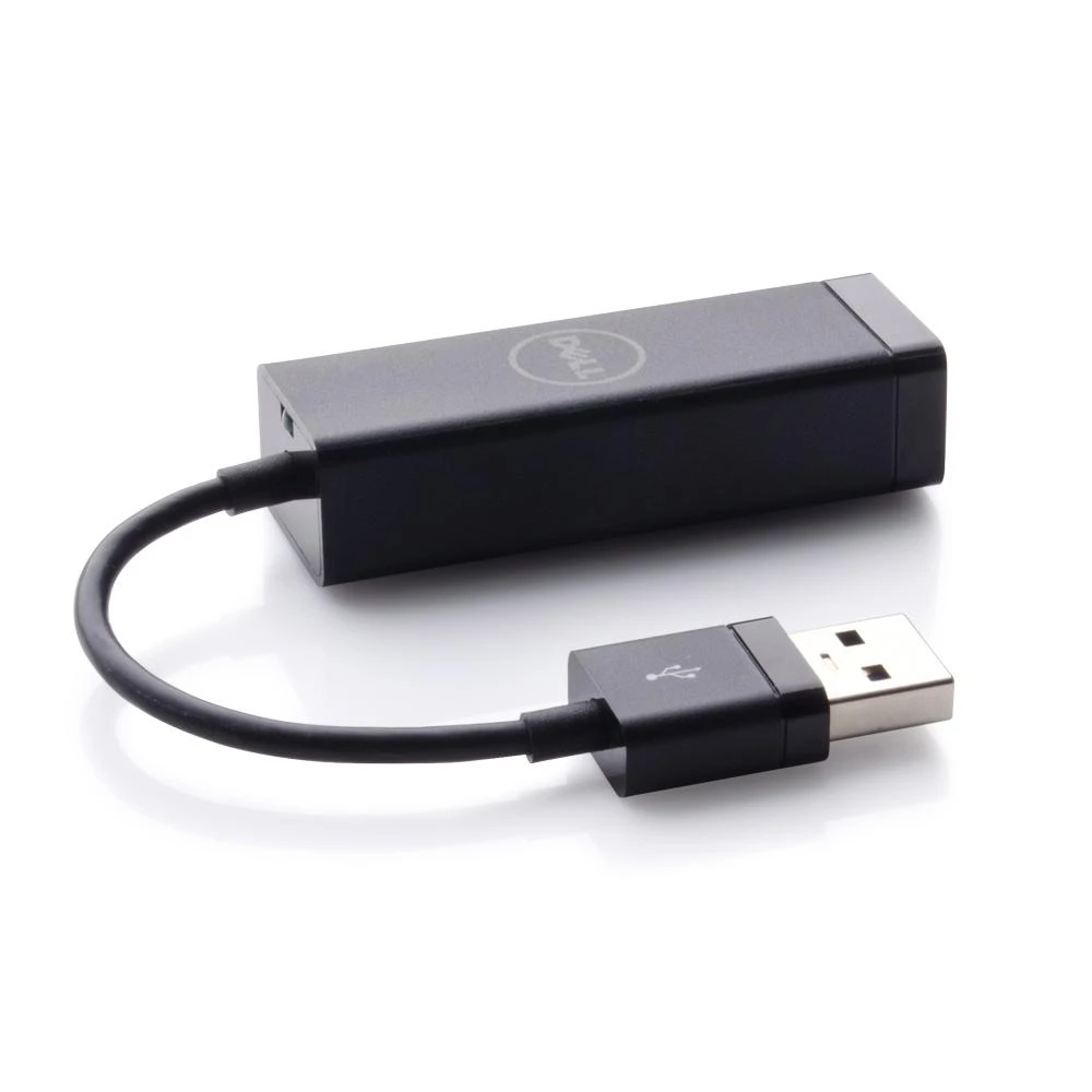 Dell USB 3.0 į RJ-45 adapteris: juodas korpusas su laidu