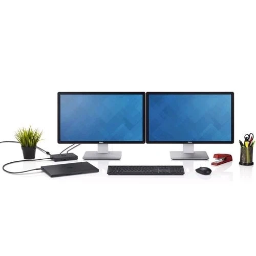 Dell Dock WD15 sujungtas su dviem monitoriais