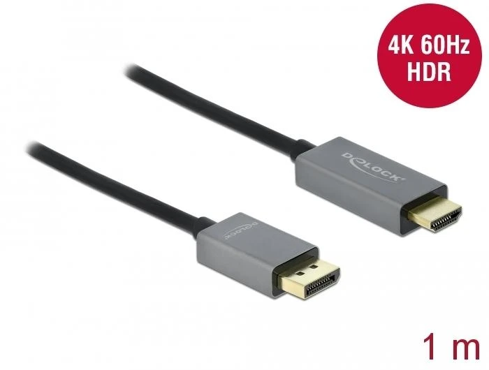 DisplayPort į HDMI laidas su pilkais antgaliais