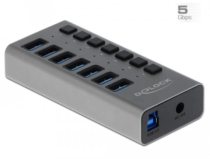 Delock USB 3.0 šakotuvas su atskirais įjungimo mygtukais