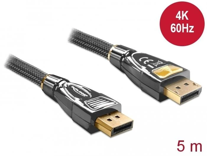 Delock kabelis Displayport 1.2 vyriškas > Displayport vyriškas 4K 5 m PREMIUM