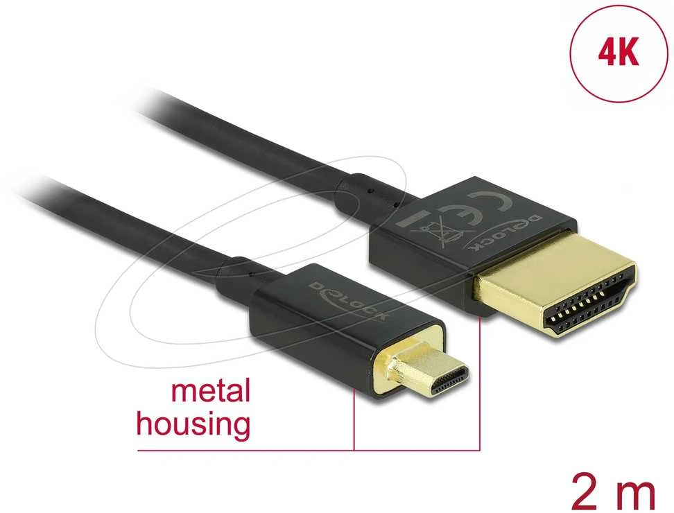 Kabelis Delock HDMI Micro - HDMI 2m juoda (84783)