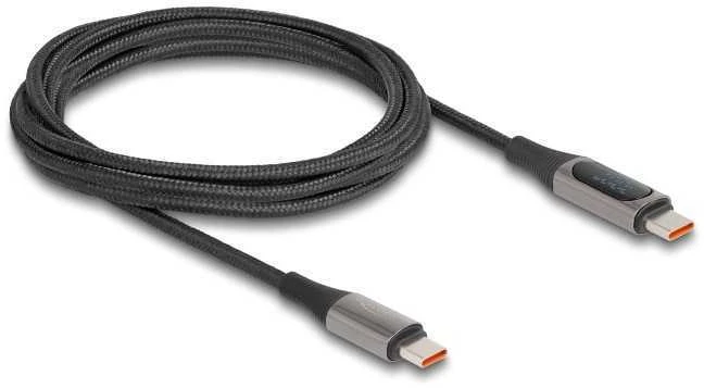Delock USB 2.0 Kabelis USB Type-C™ Stecker zu Stecker PD 3.0 100 W mit Leistungsanzeige 2 m