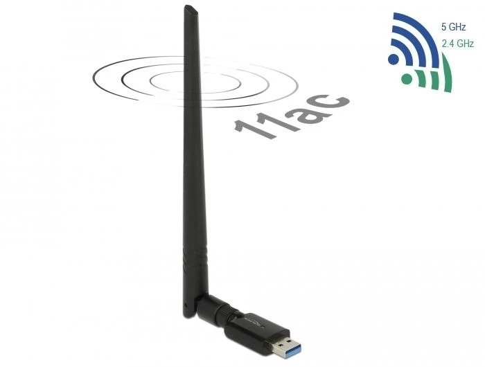 „Delock WLAN USB3.0 Stick“ dviejų juostų 2,4/5 GHz WLAN_AC 867+300 išorinė antena