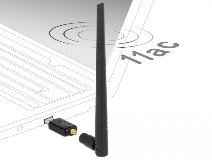 „Delock WLAN USB3.0 Stick“ dviejų juostų 2,4/5 GHz WLAN_AC 867+300 išorinė antena