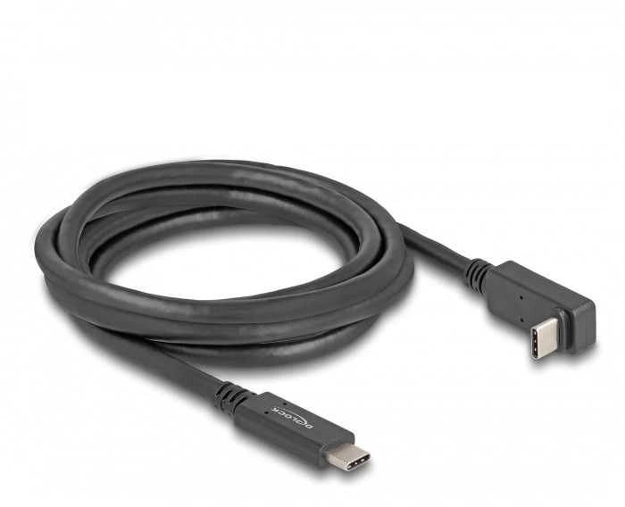 Delock USB 3.2 Gen 1 Kabelis, USB-C Stecker > USB-C Stecker (juodas, 2 Meter, PD 3.0, Laden mit bis zu 60 Watt)