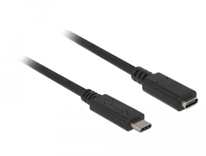 DELOCK ilgintuvas SuperSpeed USB USB 3.1 Gen 1 USB Type-C vyriškas > moteriškas 3 A 1,5 m juodas