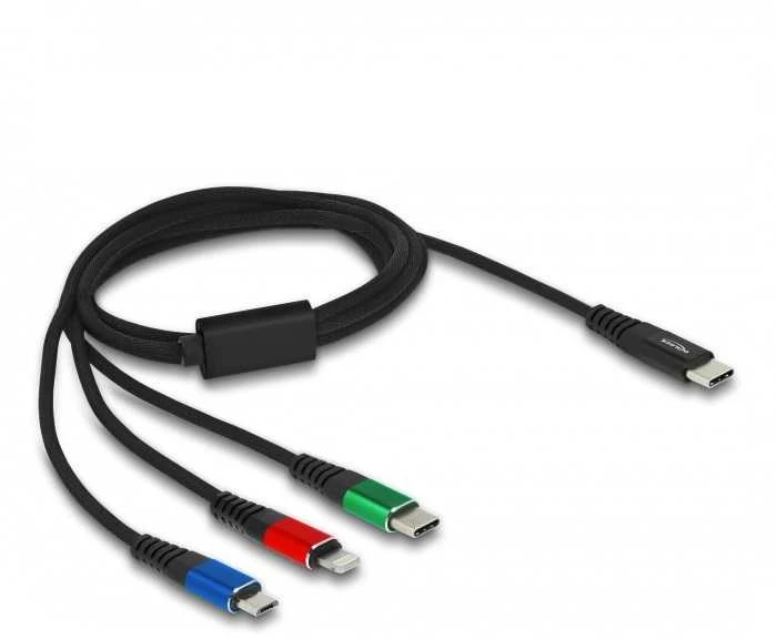 Delock USB Ladekabel 3 viename USB Type-C zu Lightning / Micro USB / USB Type-C
