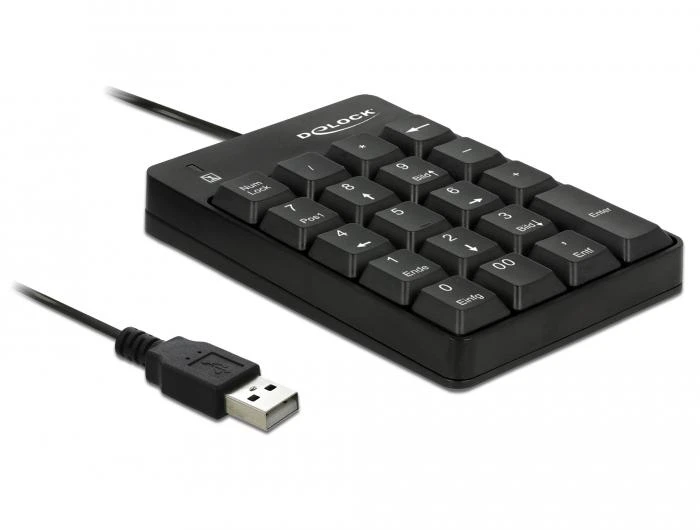 DELOCK USB klaviatūra 19 klavišų juodos spalvos