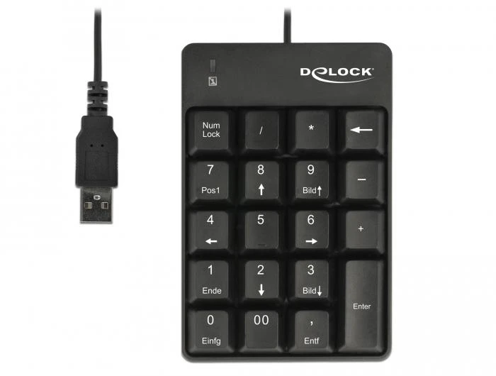 DELOCK USB klaviatūra 19 klavišų juodos spalvos