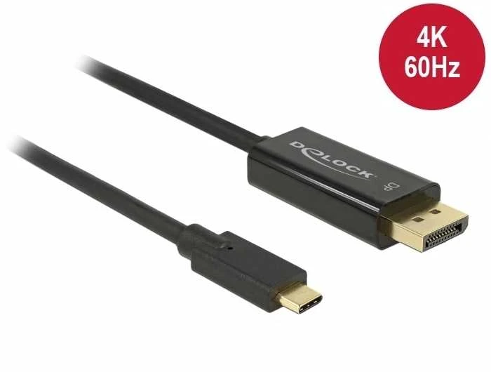 DELOCK Cable USB Type-C male more Displayport male (DP Alt Mode) 4K 60 Hz 2 m juodas