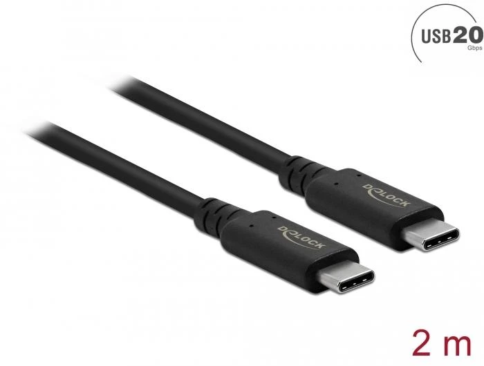 DLC DeLOCK 86980 USB kabelis USB4 Gen 2×2 2 m USB C 20 Gbit/s 100 W Juoda