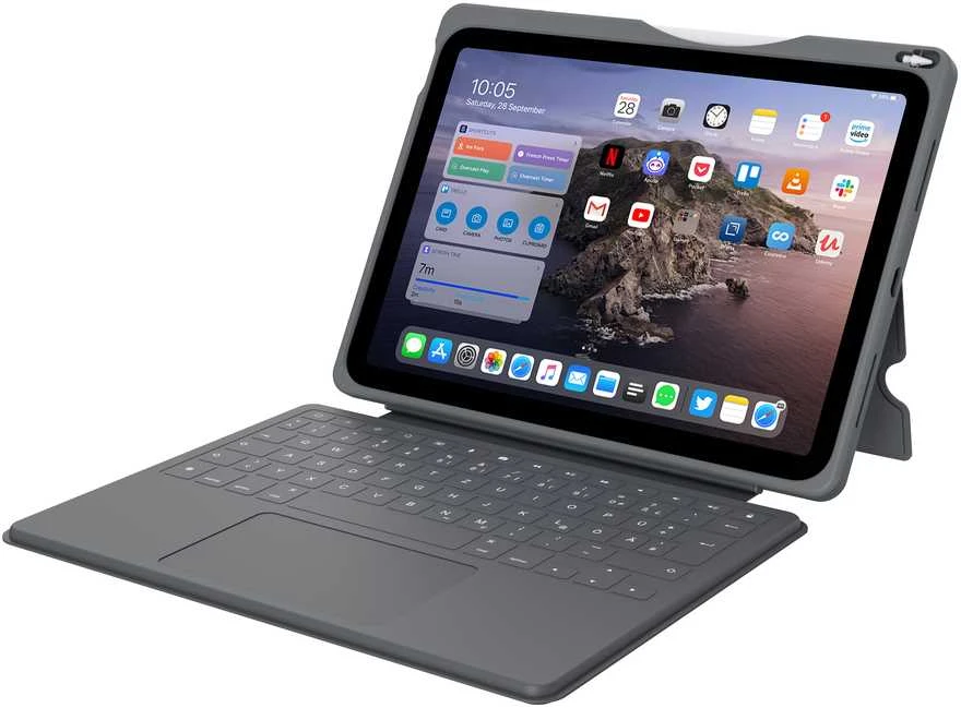 „Deqster Smart Rugged Touch PLUS“ klaviatūra „iPad“ 10,9 colio (10 gen.) „Apple“ išmanioji jungtis, vokiečių išdėstymas (QWERTZ)
