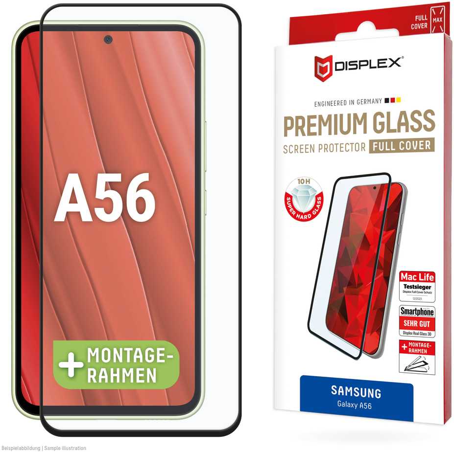 „Displex Juodas“ – „Samsung Galaxy A56 5G“ 3D apsauginis stiklas, pilnai apsaugotas