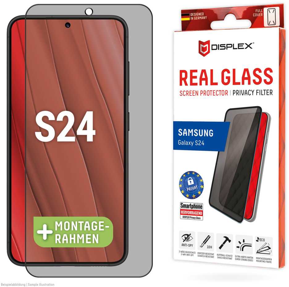 „Displex Juodas“ – „Samsung Galaxy S24/S25“ viso ekrano apsauginis 3D stiklas