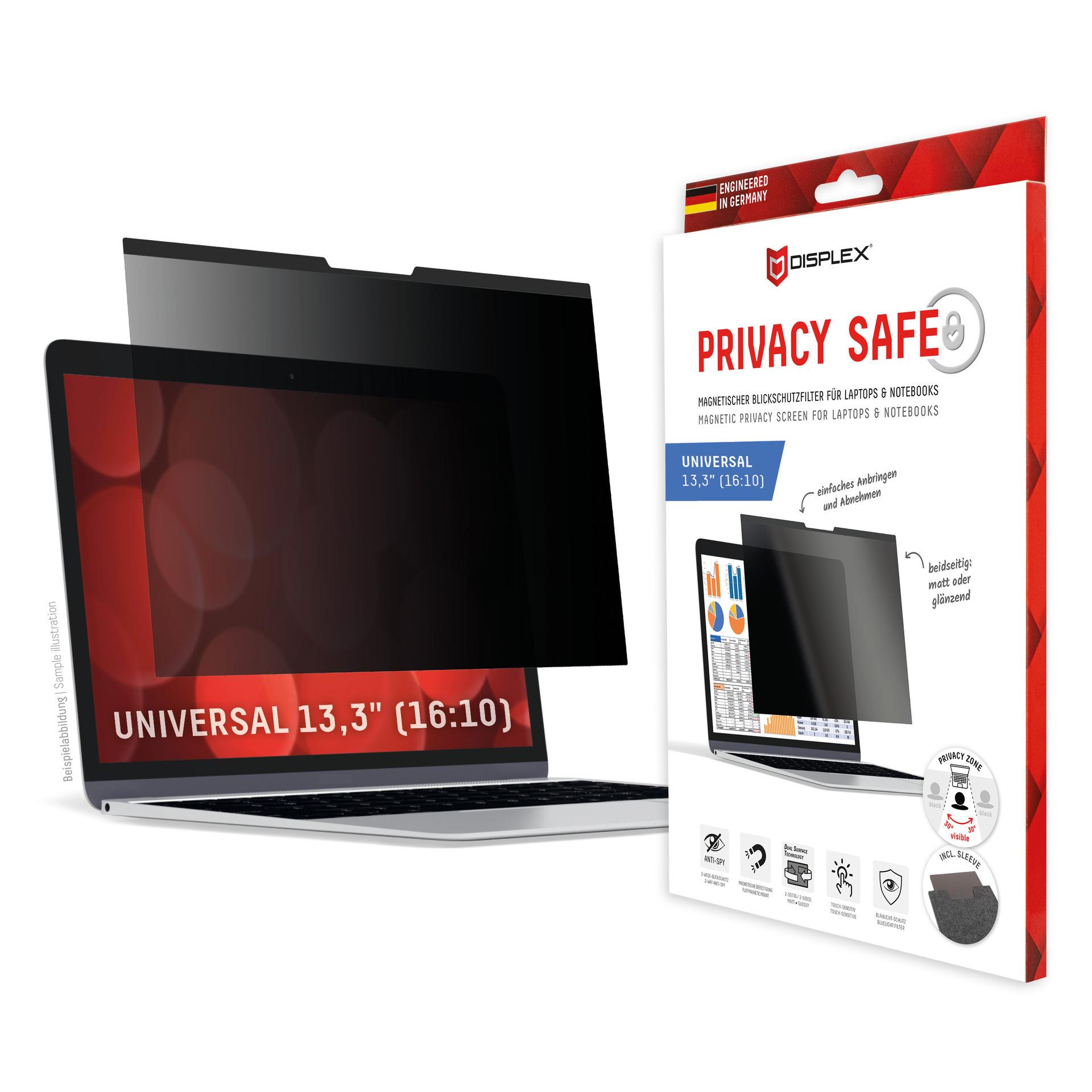 Universalus Privacy Safe Glass 13,3", 16:10 Displex skaidrus