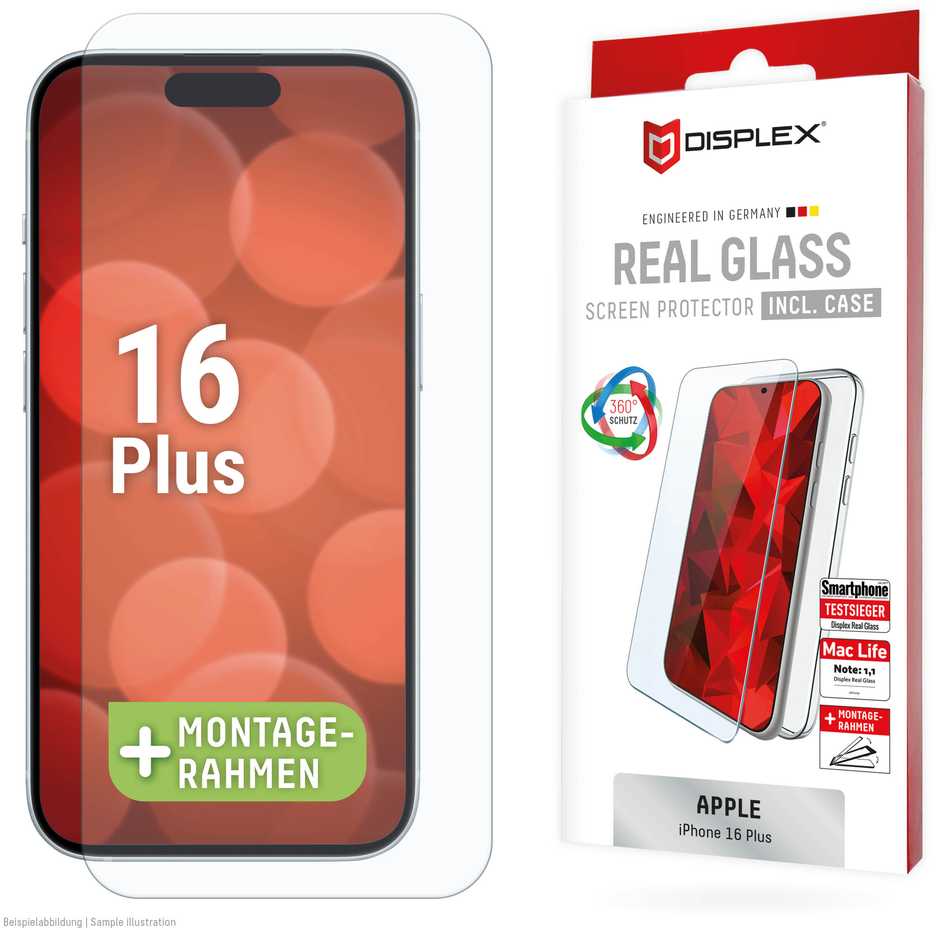 DISPLEX TIKRAS STIKLAS + DĖKLAS - IPHONE 16 PLUS