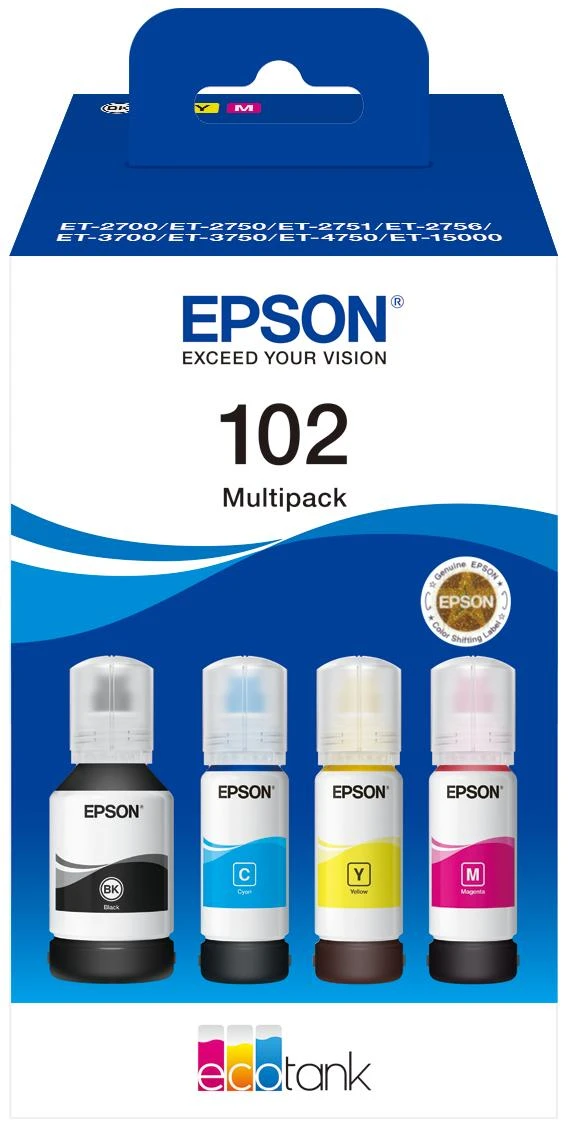 Epson 102 EcoTank (C13T03R640) Rašalo papildymo buteliukų komplektas, CMYK