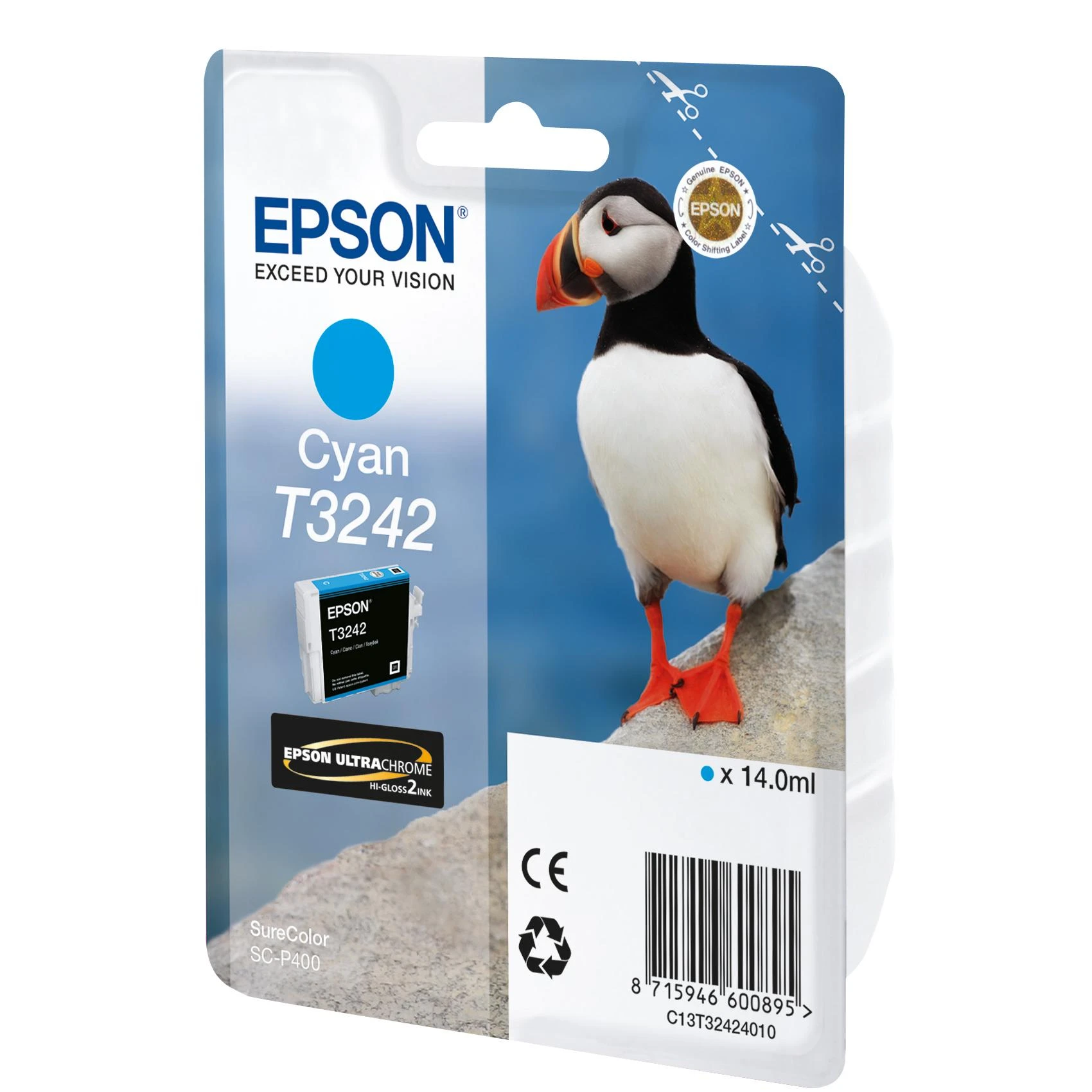 Epson T3242 | Rašalo kasetė | Žydra spalva