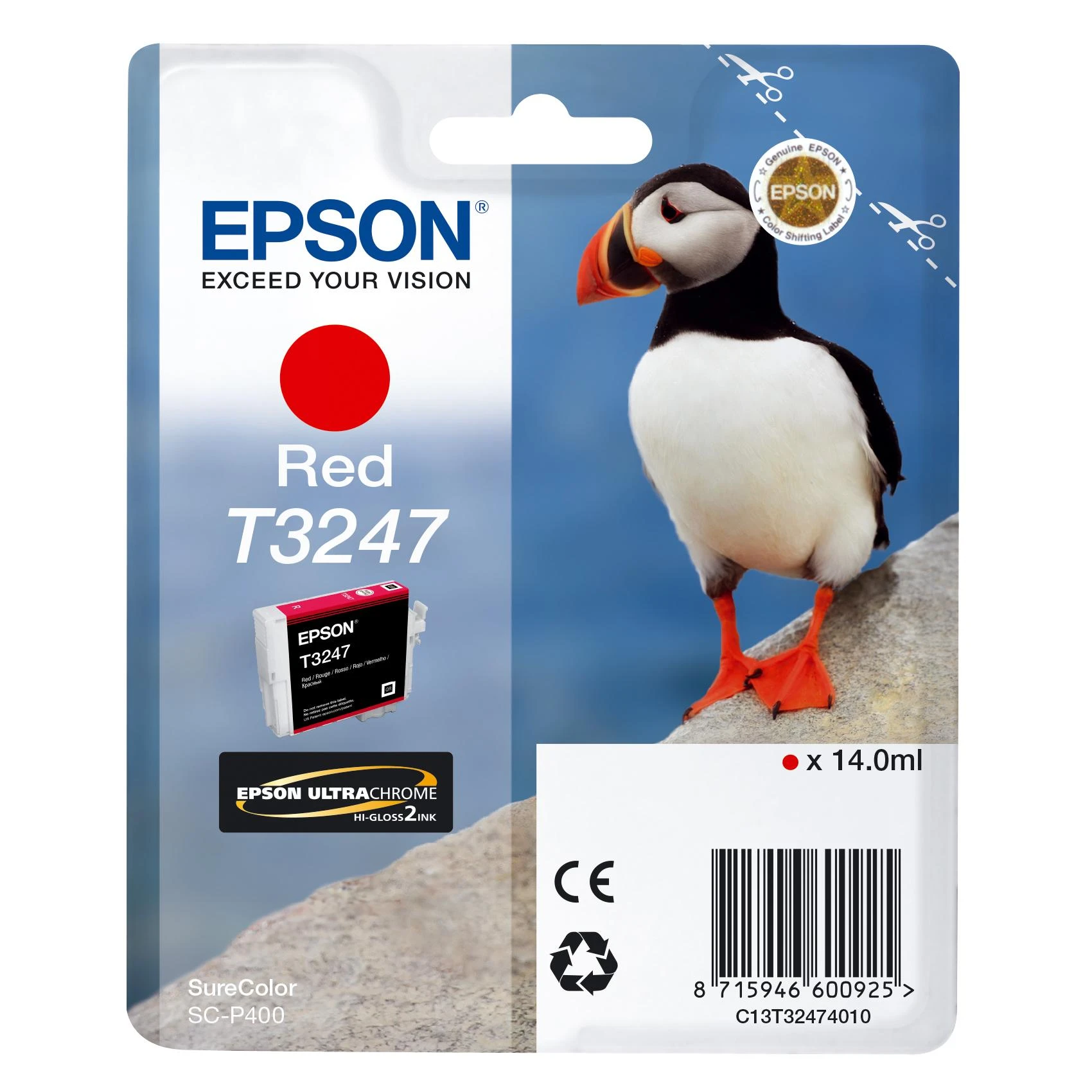 Epson T3247 | Rašalo kasetė | Raudona